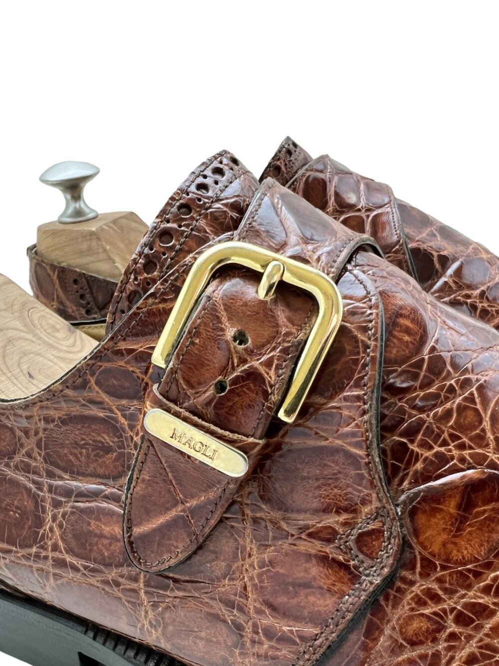 $1450 Bruno Magli Mens Genuine CROCODILE ALLIGATOR Shoes 8 US + Ferragamo Bags - Picture 10 of 11